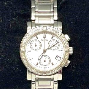 Bulova Women's 96R19 Diamond-Studded Chronograph Watch